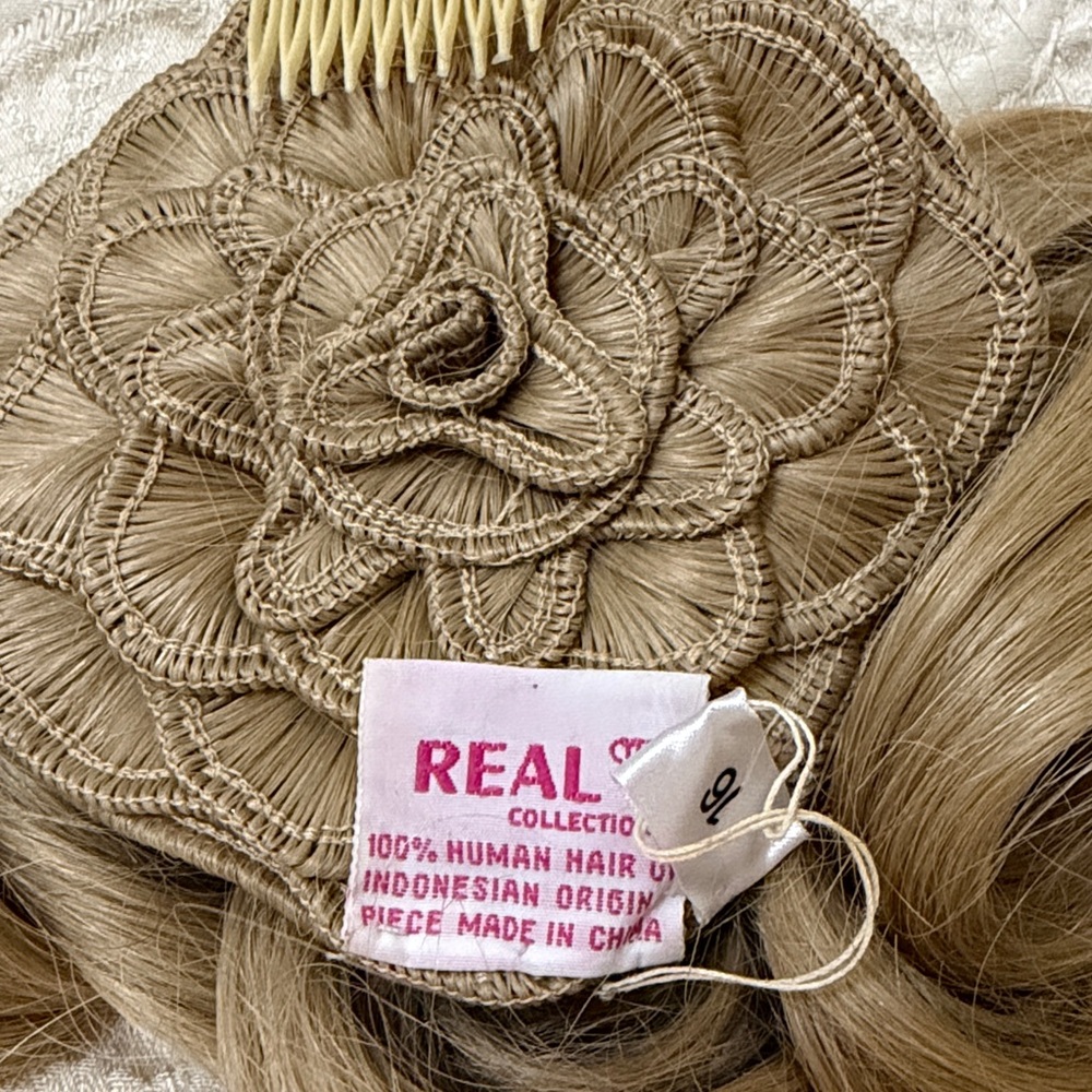 Real Wig Hair extensions Human Hair 2 piece Blond - Picture 5 of 7